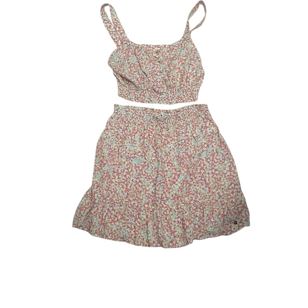 Roxy Pink and Mint Floral Two-Piece Skirt Set